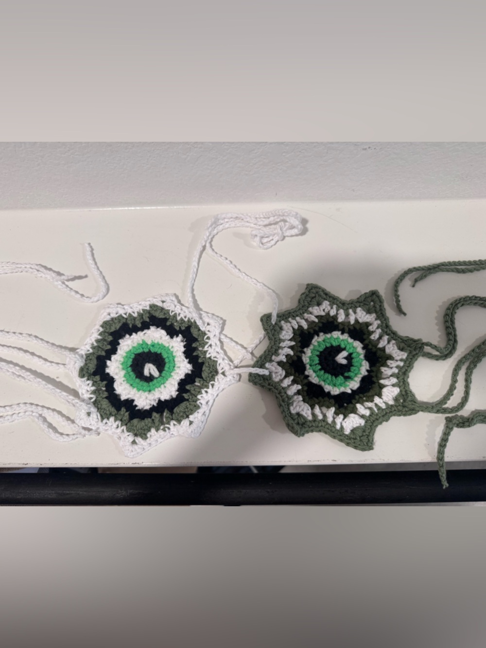 Handmade Crochet Green & White Star Bikini